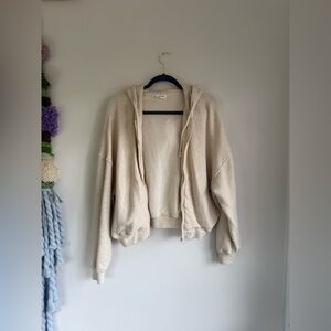American Vintage Itonay Hoodie Cream Zip-Up Hoodie XS/S Cotton and Linen Jacket